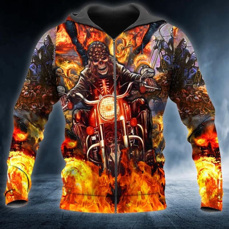 Bikergod Motorcycle Ghost Rider  Zip Hoodie Design 3D Full Printed Sizes S - 5XL - NAJA455H
