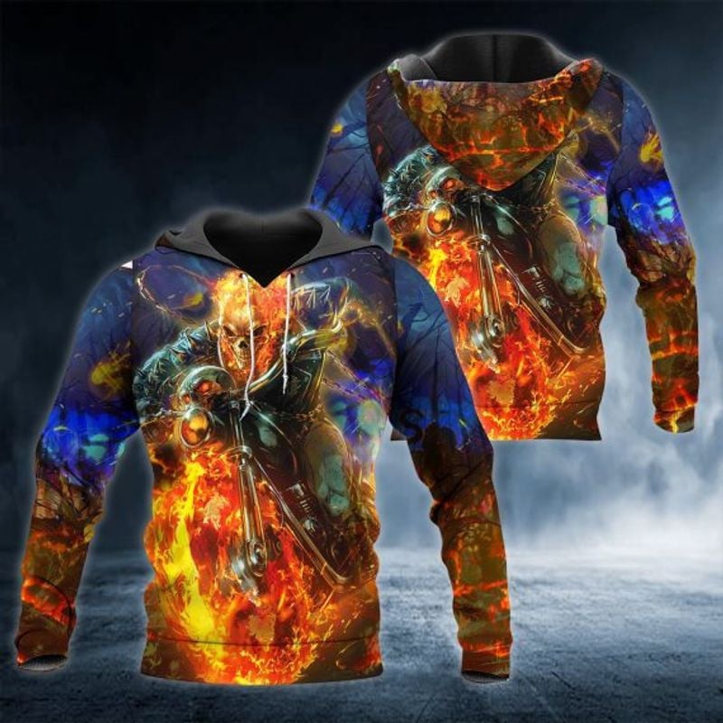 Bikergod Motorcycle Ghost Hunter Man Biker Skull  Hoodie Design 3D Full Printed Sizes S - 5XL - NAOA381