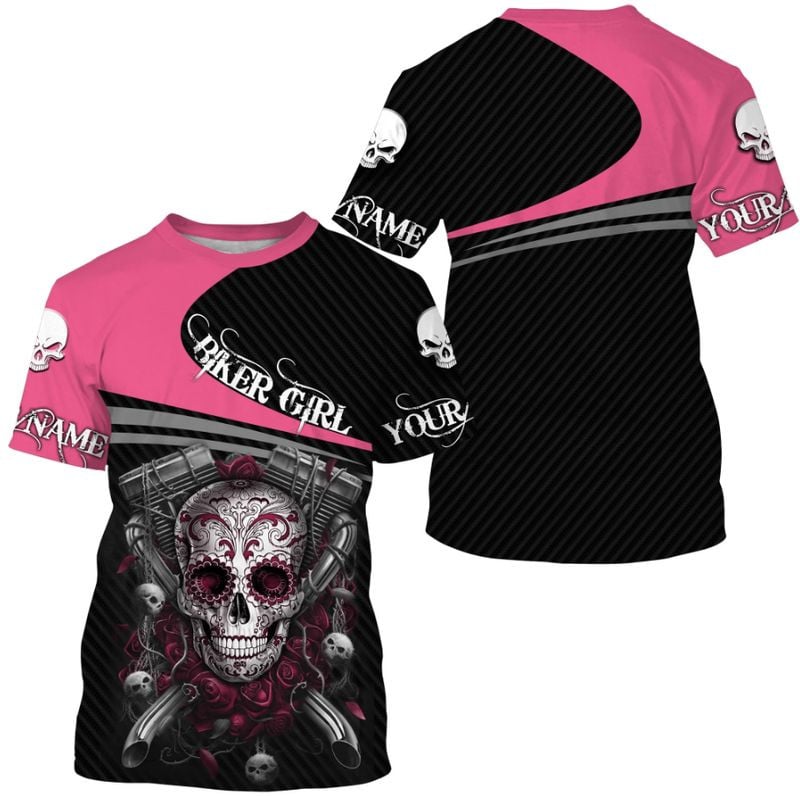 Bikergod Motorcycle Biker Girl Custom Name  T-shirt Design 3D Full Printed Sizes S - 5XL - NMQE104A