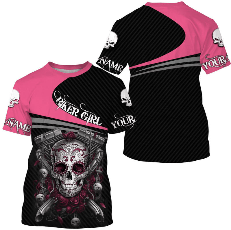 Bikergod Motorcycle Biker Girl Custom Name  T-shirt Design 3D Full Printed Sizes S - 5XL - NMQE104A
