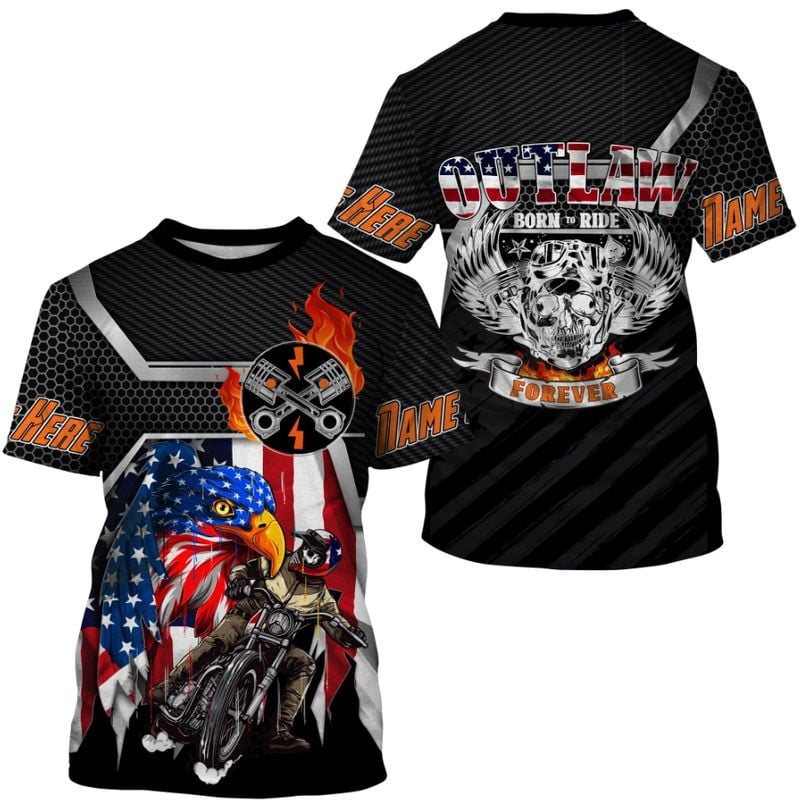 Bikergod Motorcycle Outlaw Born To Ride Custom Name  T-shirt Design 3D Full Printed Sizes S - 5XL - NMQE110