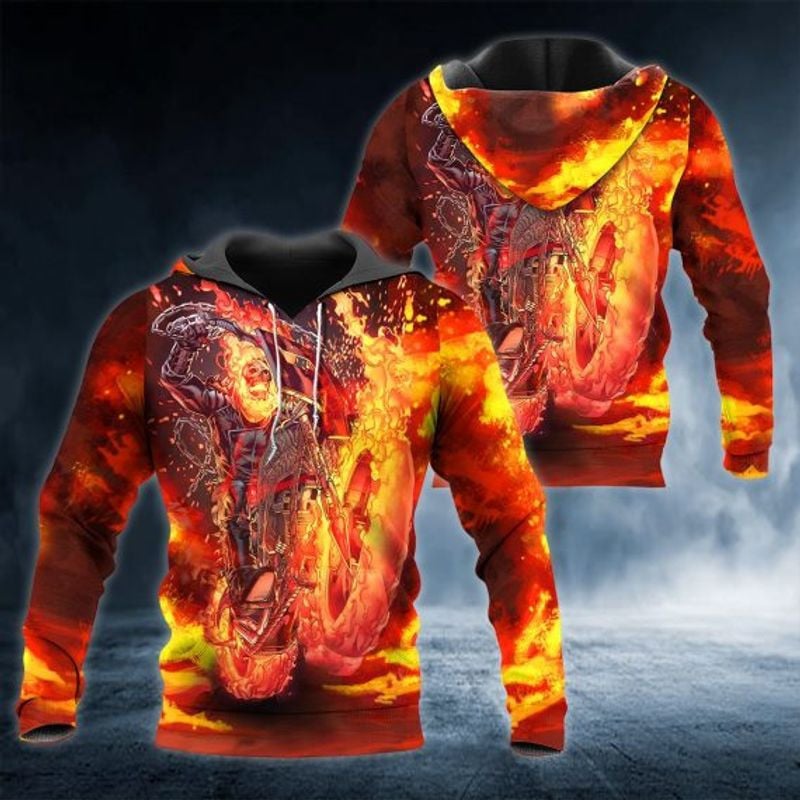 Bikergod Motorcycle Fire Hunter Biker Skull  Hoodie Design 3D Full Printed Sizes S - 5XL - NAOA383