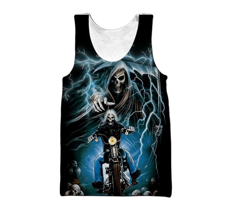 Bikergod Motorcycle Biker Skull Tank Top Design 3D Full Printed Sizes S - 5XL - NAJA446S