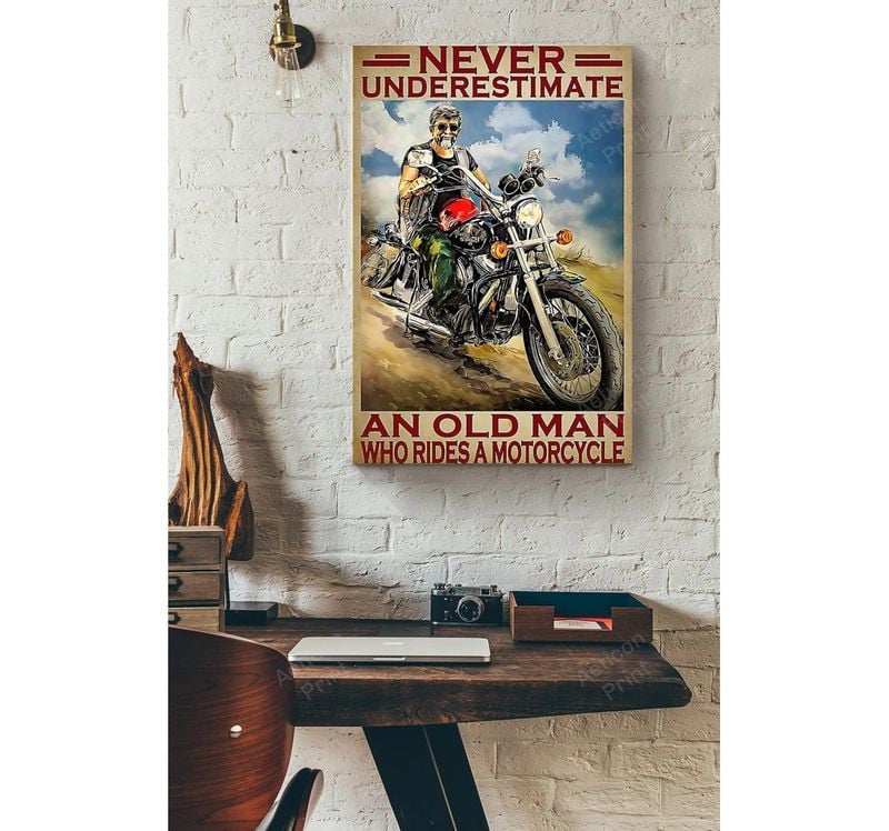 Bikergod Motorcycle An Old Man Who Rides A Motorcycle Poster NANA89