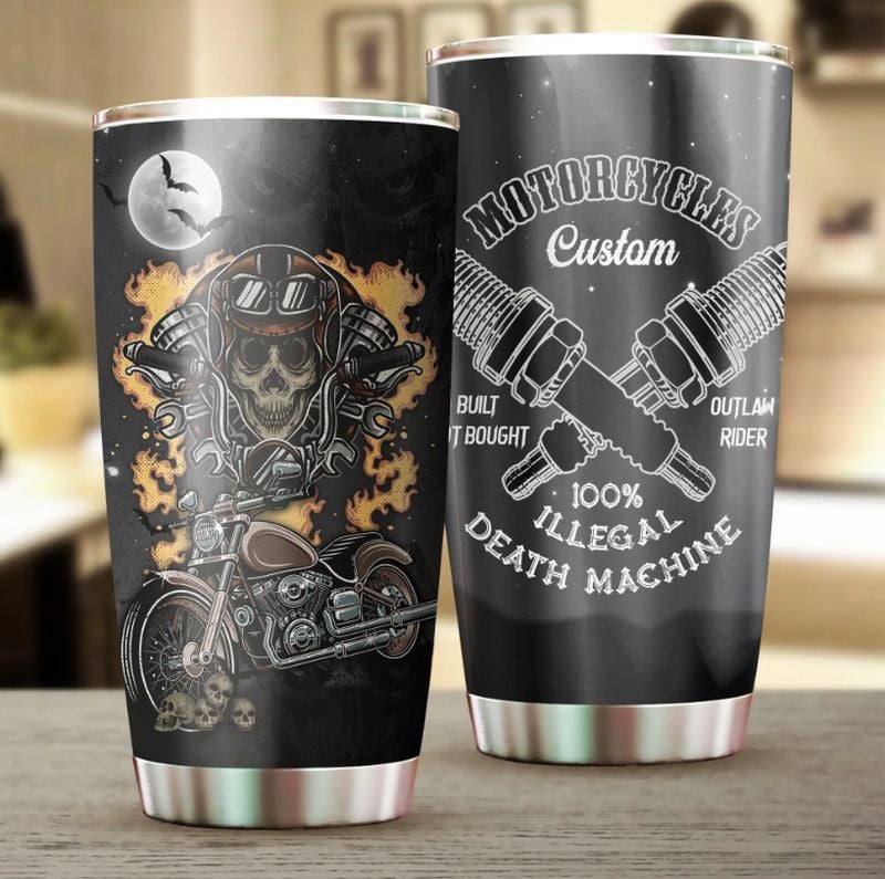 Bikergod Motorcycle Death Machine Skull Biker Stainless Steel 20 Oz Tumbler- NAOA188