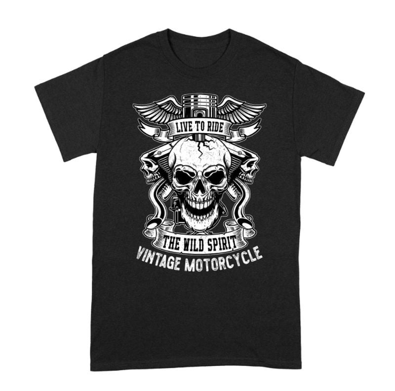 Bikergod Motorcycle Live to Ride Vintage Motorcycle T-shirt Design 2D Full Printed Sizes S - 5XL - NAOA173