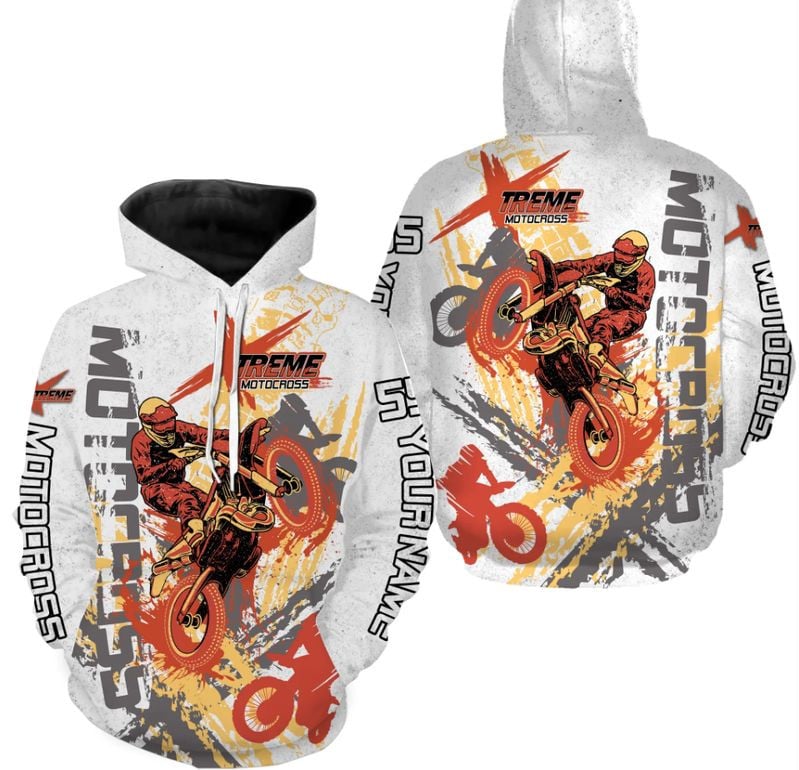 Bikergod Motorcycle Xtreme Motocross Custom Name And Number  Hoodie Design 3D Full Printed Sizes S - 5XL - NMQE99B