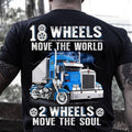 Bikergod Motorcycle 18 wheels move the world 2 wheels move the soul T-shirt, Crew-neck Sweatshirt, Hoodie, Tank Top, V-neck T-shirt Design 2D Full Printed Sizes S - 5XL - NAJA420
