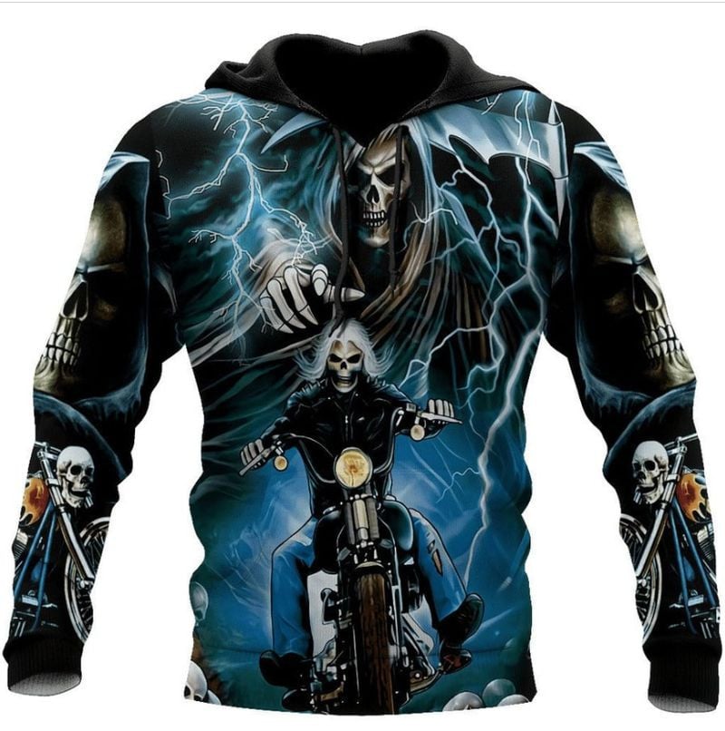 Bikergod Motorcycle Skull Biker  Hoodie Design 3D Full Printed Sizes S - 5XL - NAJA446K