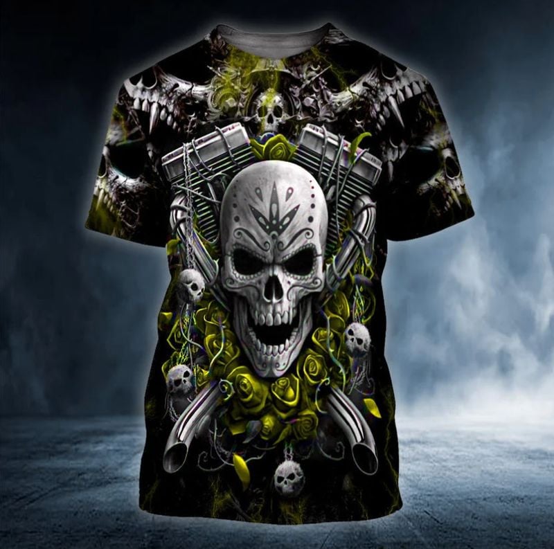 Bikergod Motorcycle Skull Rider  T-shirt Design 3D Full Printed Sizes S - 5XL - NAJA448D