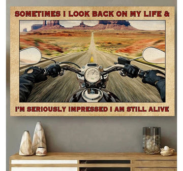 Bikergod Motorcycle I'm Impressed I'm Still Alive Biker Poster NANA138