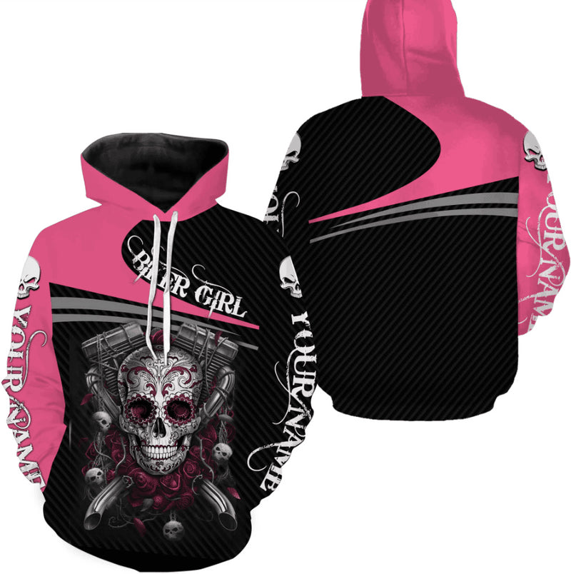 Bikergod Motorcycle Biker Girl Custom Name  Hoodie Design 3D Full Printed Sizes S - 5XL - NMQE104B