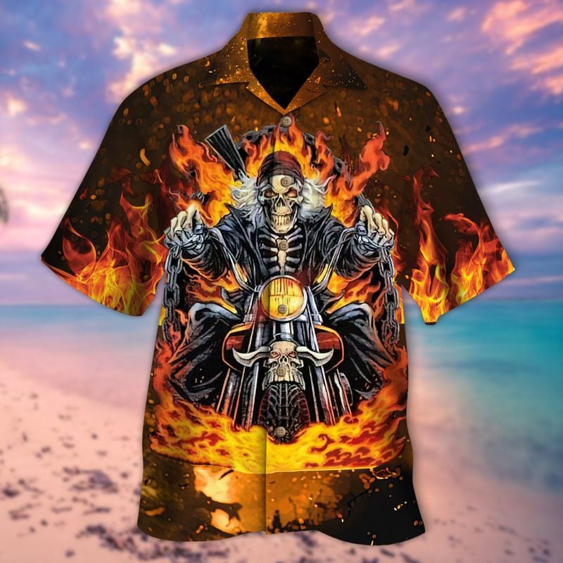 Bikergod Motorcycle SKULL BIKER Hawaii Shirt Design 3D Full Printed Sizes S - 5XL NASA52