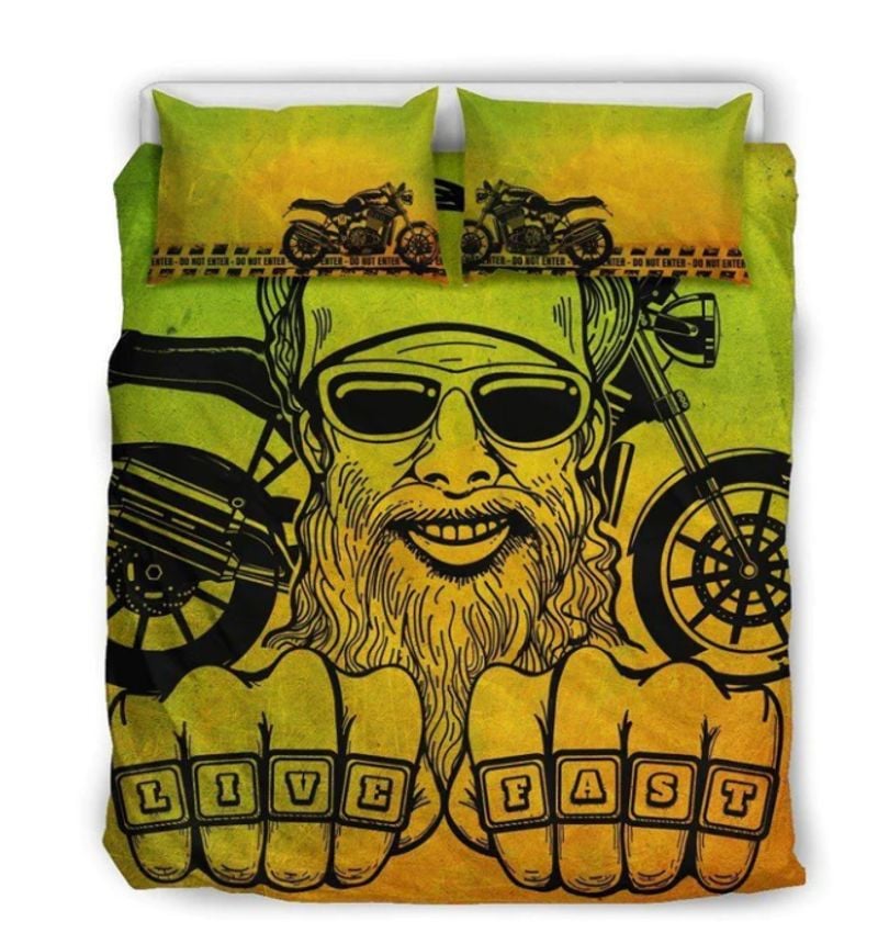 Bikergod Motorcycle Biker LIVE FAST Bedding Set Cover Design 3D - NAOA367