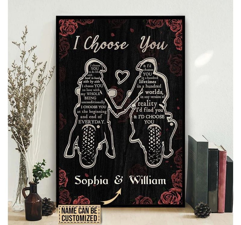 Bikergod Motorcycle I Choose You Motorcycle Couple Custom Names Poster NANA103