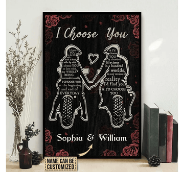 Bikergod Motorcycle I Choose You Motorcycle Couple Custom Names Poster NANA103