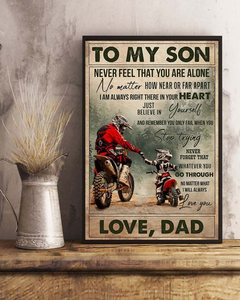 Bikergod Motorcycle to my son never feel that you are alone love dad bikers Vintage Poster NAIA160