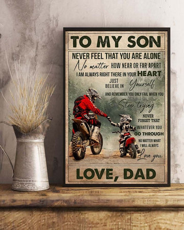 Bikergod Motorcycle to my son never feel that you are alone love dad bikers Vintage Poster NAIA160