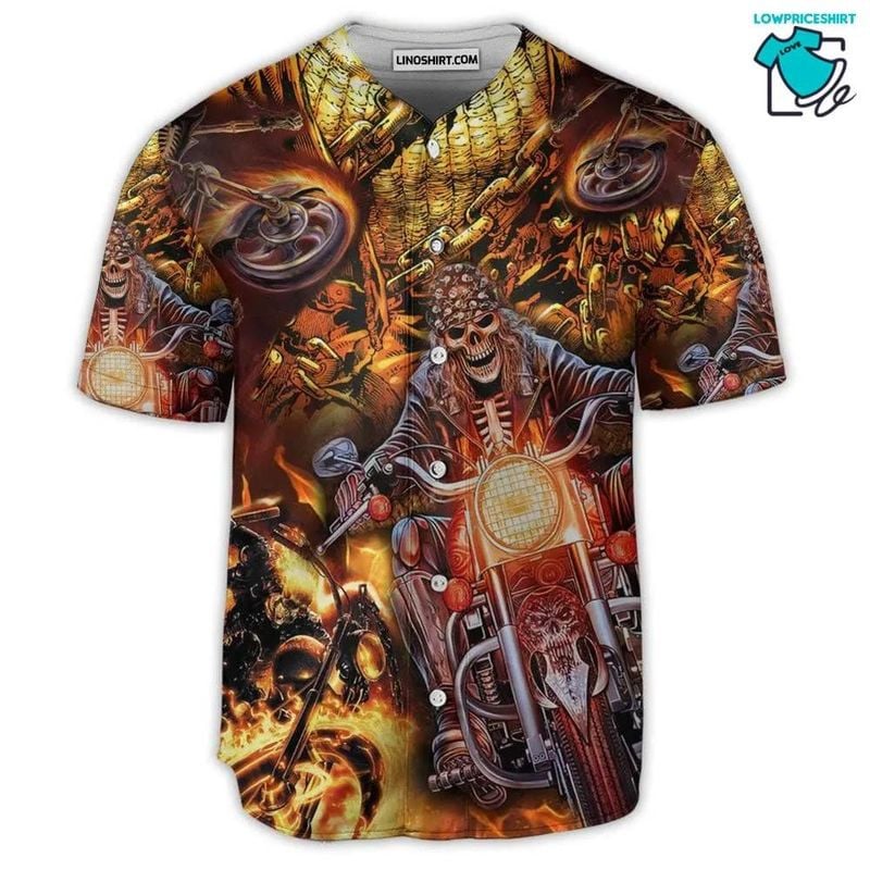 Bikergod Motorcycle Skull Baseball Shirt Design 3D Full Printed High Quality - NAL273A