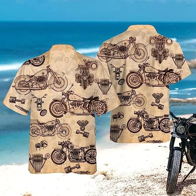 Bikergod Motorcycle Vintage COTTON Hawaii Shirt Design 3D Full Printed Sizes S - 5XL NAOA218