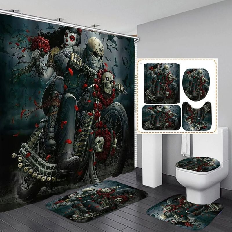 Bikergod Motorcycle Bathroom Decor Set NMBR08