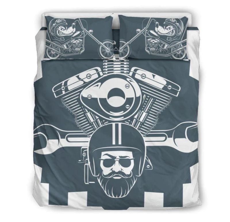 Bikergod Motorcycle Machine Bedding Set Cover Design 3D - NAOA366
