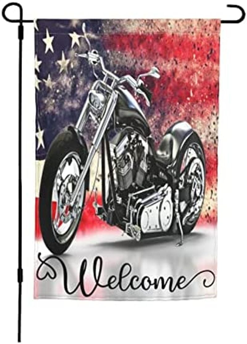 Bikergod Motorcycle July 4th Independence Day Welcome Garden Flag TLYA255
