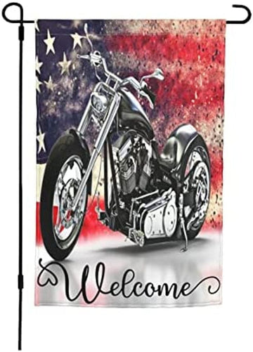 Bikergod Motorcycle July 4th Independence Day Welcome Garden Flag TLYA255