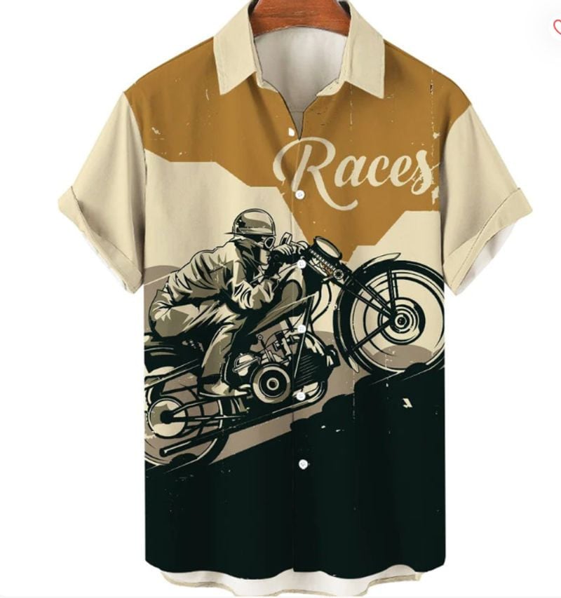 Bikergod Motorcycle Races Vintage Hawaii Shirt Design 3D Full Printed Sizes S - 5XL NASA527