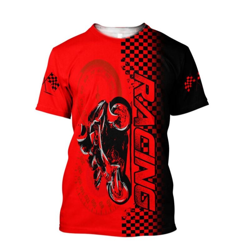 Bikergod Motorcycle Red Racing T-shirt Design 3D Full Printed Sizes S - 5XL - NMQI128A
