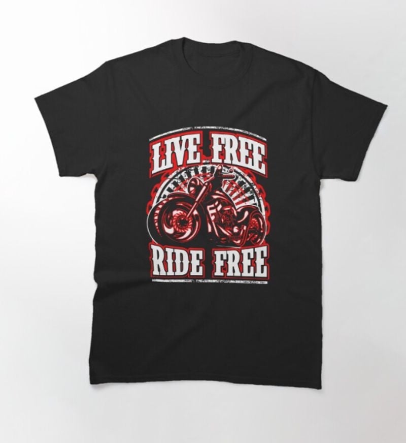 Bikergod Motorcycle Live Free Ride Free T-shirt Design 2D Full Printed Sizes S - 5XL - NAPA607