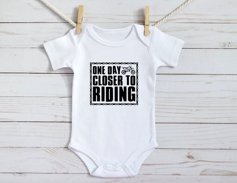Bikergod Motorcycle One Day Closer to Riding COTTON Baby Onesie Bodysuit NAVA353