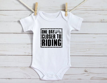 Bikergod Motorcycle One Day Closer to Riding COTTON Baby Onesie Bodysuit NAVA353