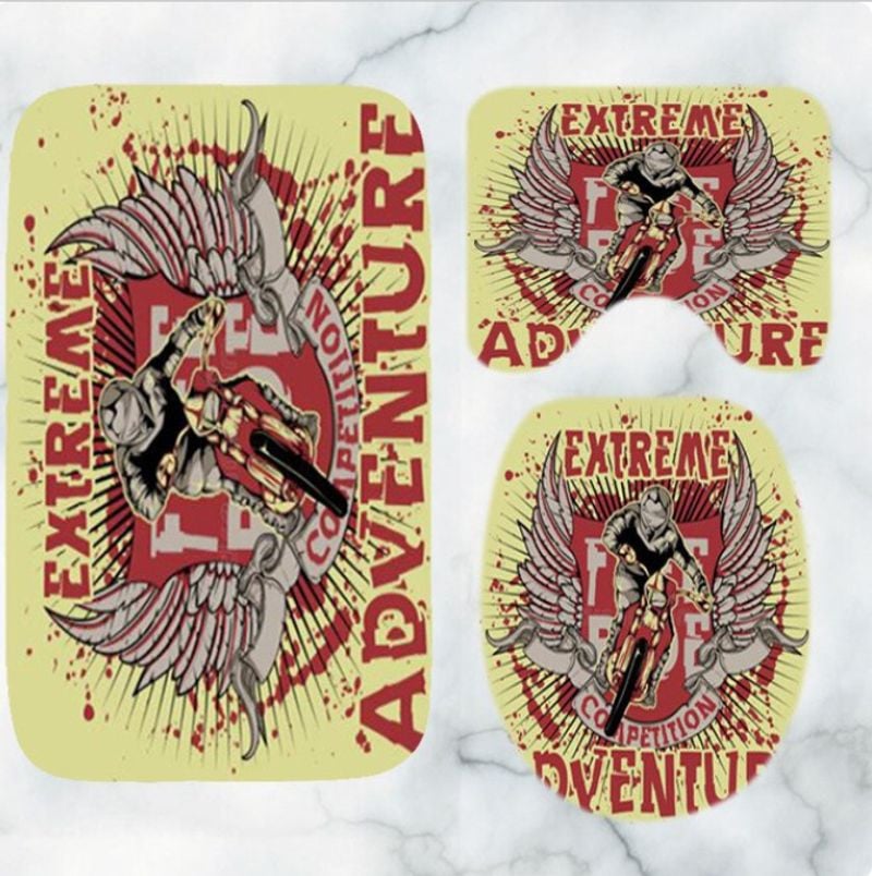 Bikergod Motorcycle Extreme Adventure Bathroom Decor Set NMBR28