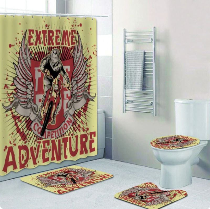Bikergod Motorcycle Extreme Adventure Bathroom Decor Set NMBR28