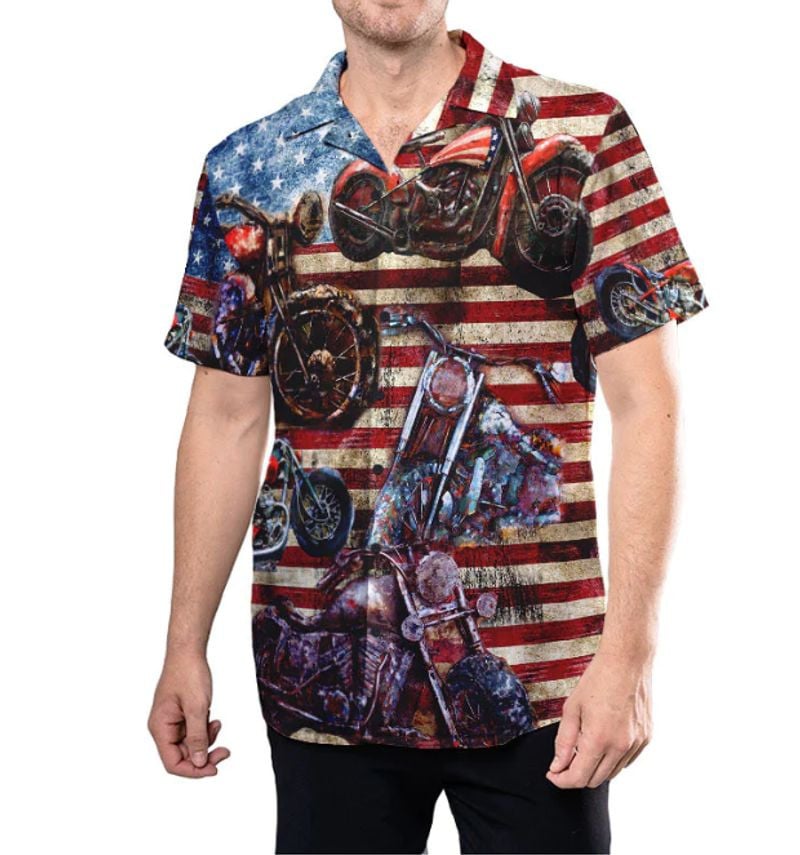 Bikergod Motorcycle American Flag Hawaii Shirt Design 3D Full Printed Sizes S - 5XL NASA522