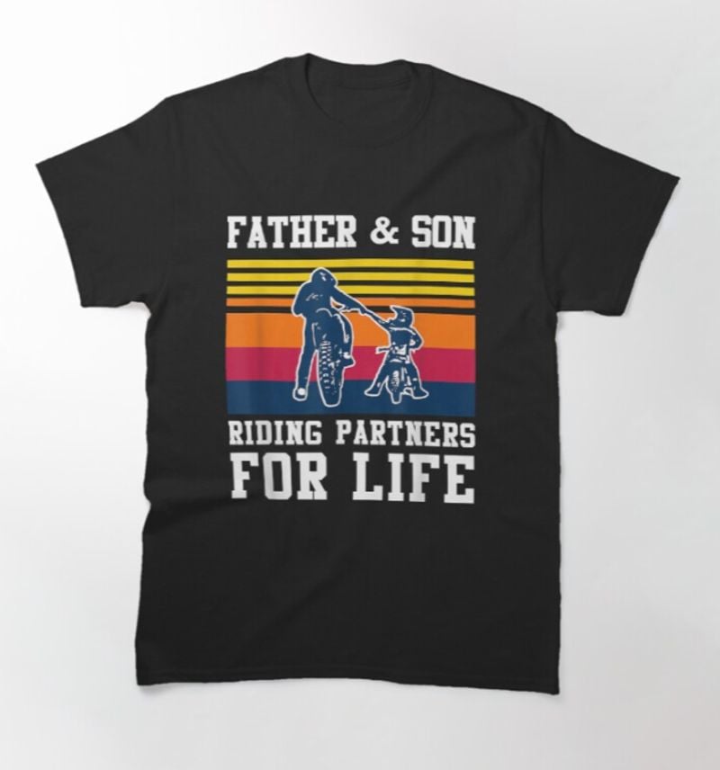 Bikergod Motorcycle Father And Son Riding Partners For Life T-shirt Design 2D Full Printed Sizes S - 5XL - NAZA237