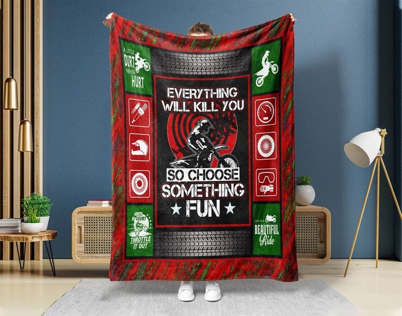 Bikergod Motorcycle Everything Will Kill You So Choose Something Fun Blanket NASA437