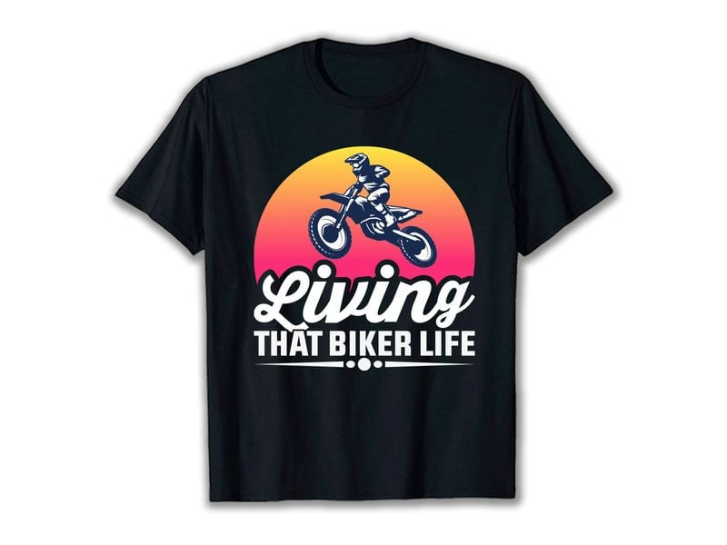 Bikergod Motorcycle Living That Biker Life T-shirt Design 2D Full Printed Sizes S - 5XL - NAVA374