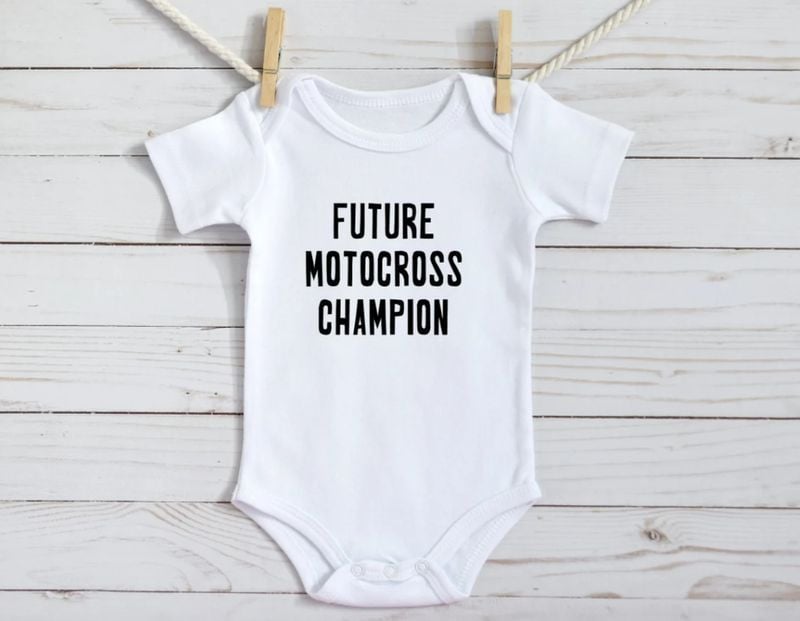 Bikergod Motorcycle Future Motocross Champion COTTON Baby Onesie Bodysuit NAVA364