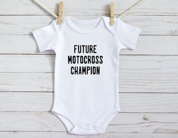 Bikergod Motorcycle Future Motocross Champion COTTON Baby Onesie Bodysuit NAVA364