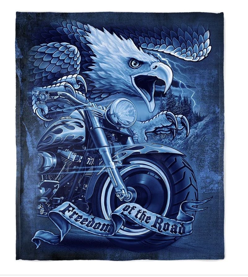 Bikergod Motorcycle Eagle Freedom of the Road Blanket NASA436