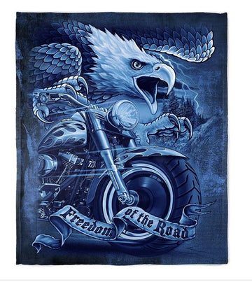 Bikergod Motorcycle Eagle Freedom of the Road Blanket NASA436
