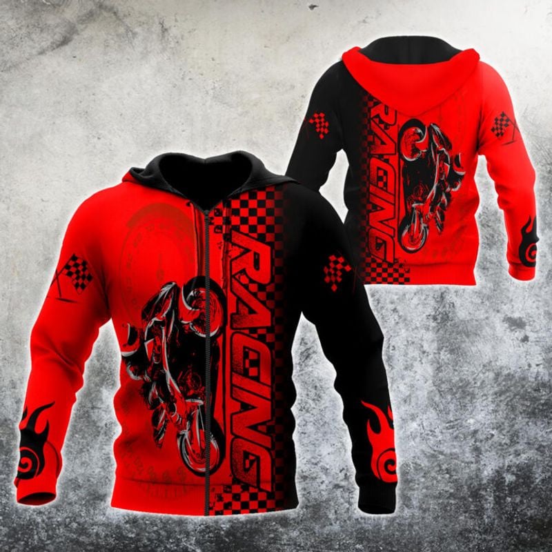 Bikergod Motorcycle Red Racing Zip Hoodie Design 3D Full Printed Sizes S - 5XL - NMQI128C
