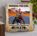 Bikergod Motorcycle Warning This Girl Is Protected By A Smokin' Hot Biker Custom Name Pillow Case Design 3D Full Printed NAIA315