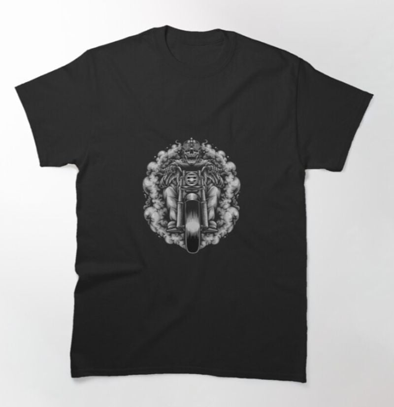 Bikergod Motorcycle Skull biker riding motorcycle T-shirt Design 2D Full Printed Sizes S - 5XL - NAKA302
