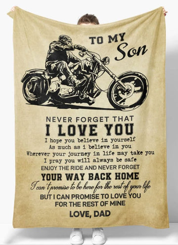 Bikergod Motorcycle Gift For Son From Dad Never Forget That I Love You Blanket NAIA26