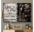 Bikergod Motorcycle Skeleton Wind You And Me Motorcycle Couple Custom Names Poster NANA86
