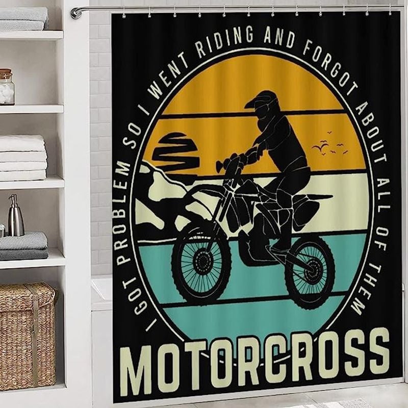 Bikergod Motorcycle I Got Problem And I Went Riding Bathroom Decor Set NMBR15