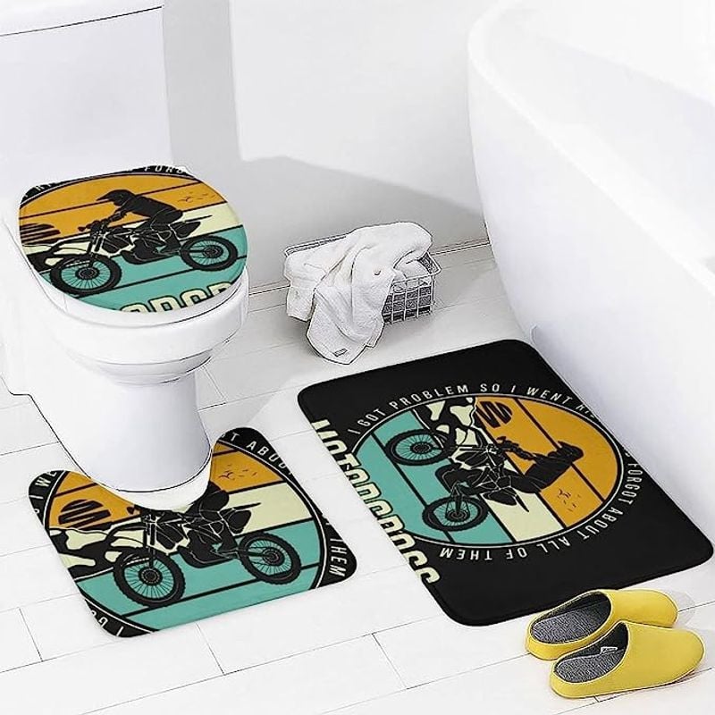 Bikergod Motorcycle I Got Problem And I Went Riding Bathroom Decor Set NMBR15